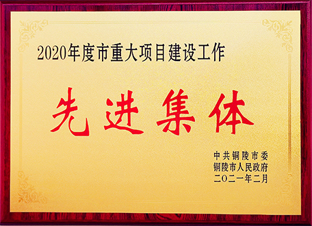 安徽富樂德長江半導(dǎo)體材料股份有限公司榮獲2020年度銅陵市重大項(xiàng)目建設(shè)工作先進(jìn)集體獎(jiǎng)牌