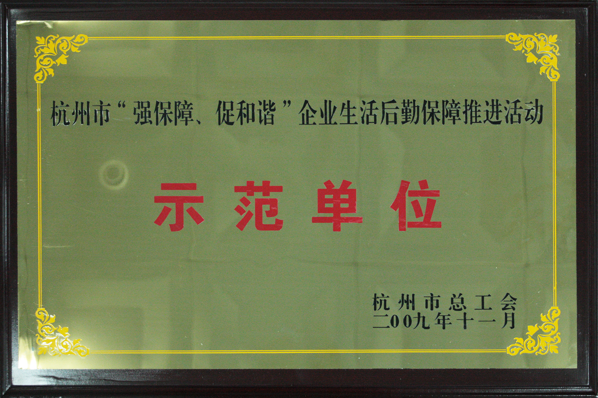 2009年度杭州市“強(qiáng)保障、促和諧”企業(yè)生活后勤保障推進(jìn)活動示范單位